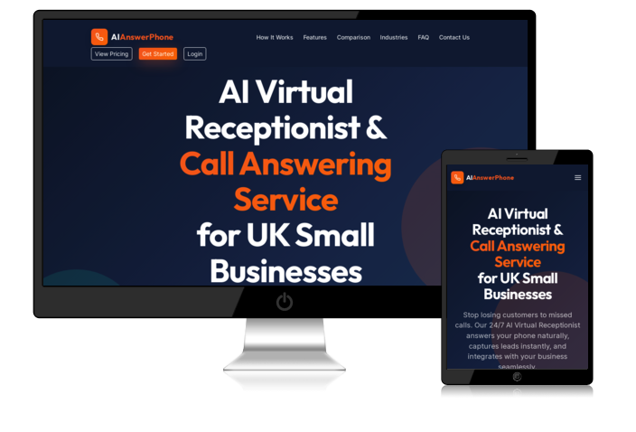AI Answer Phone - Website designed by Steony