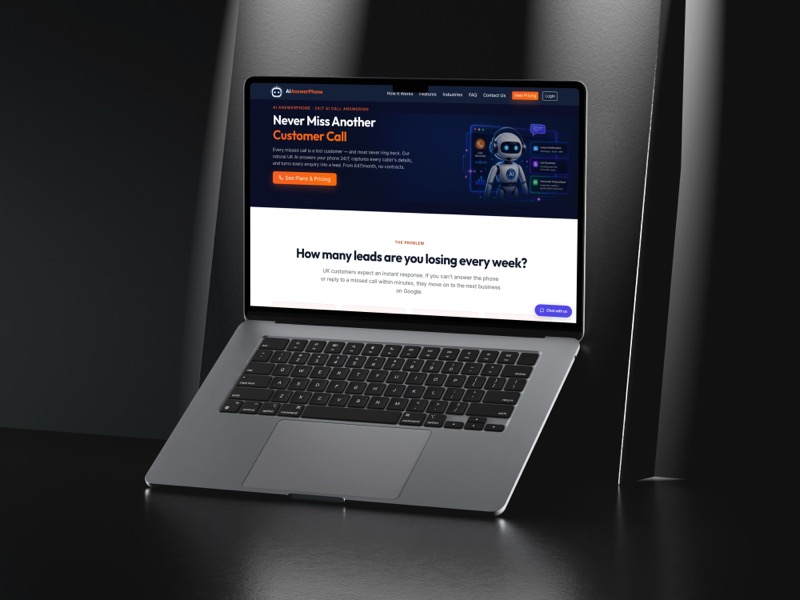 AI Answer Phone - Website designed by Steony