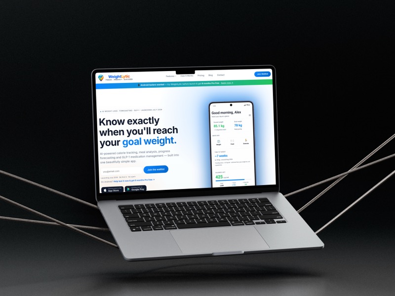 Weightlytic weight-loss app and website - mobile app development by Steony